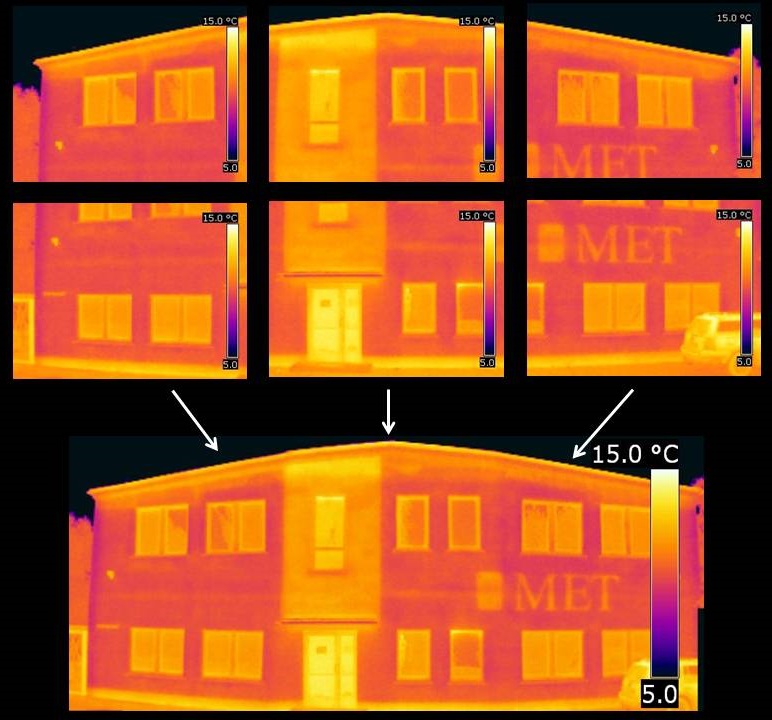 Panorama-Aufnahme eines Gebäudes aus Einzel-Thermogrammen (Software-Funktion)